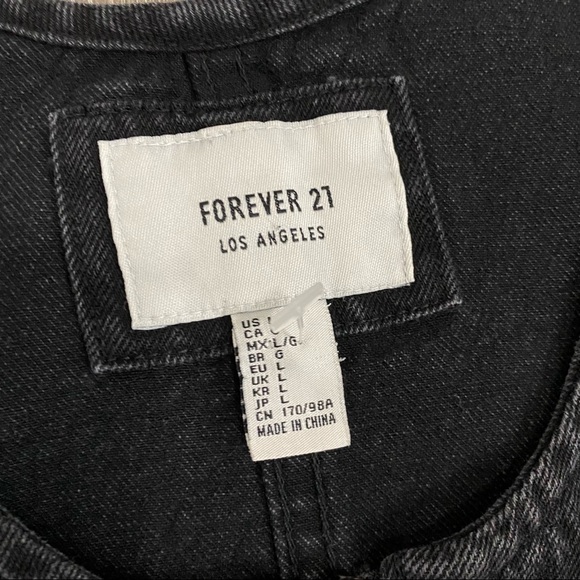 Forever 21 Black Denim Zippered Front Jumper Dress - Picture 8 of 12